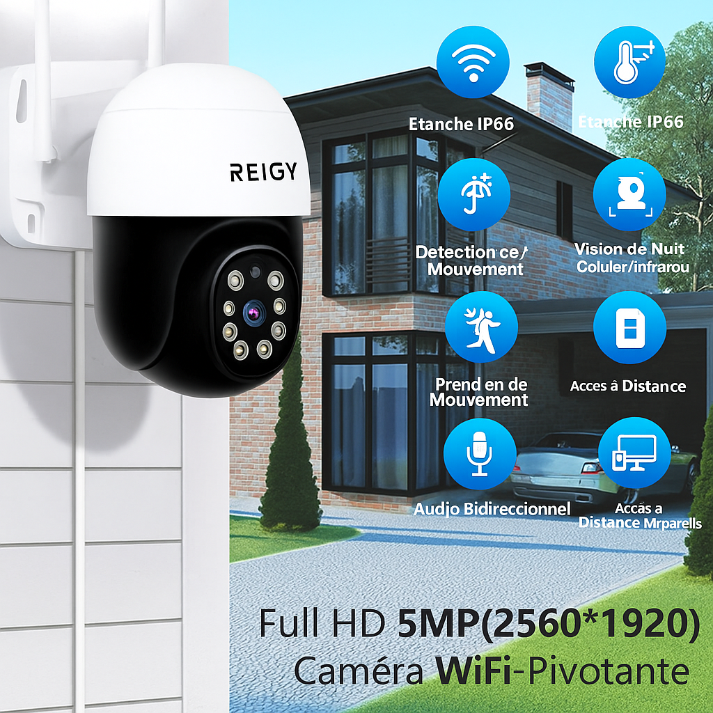 Camera 5MP Extérieur orientable à distance vison nocturne 20 Mètres