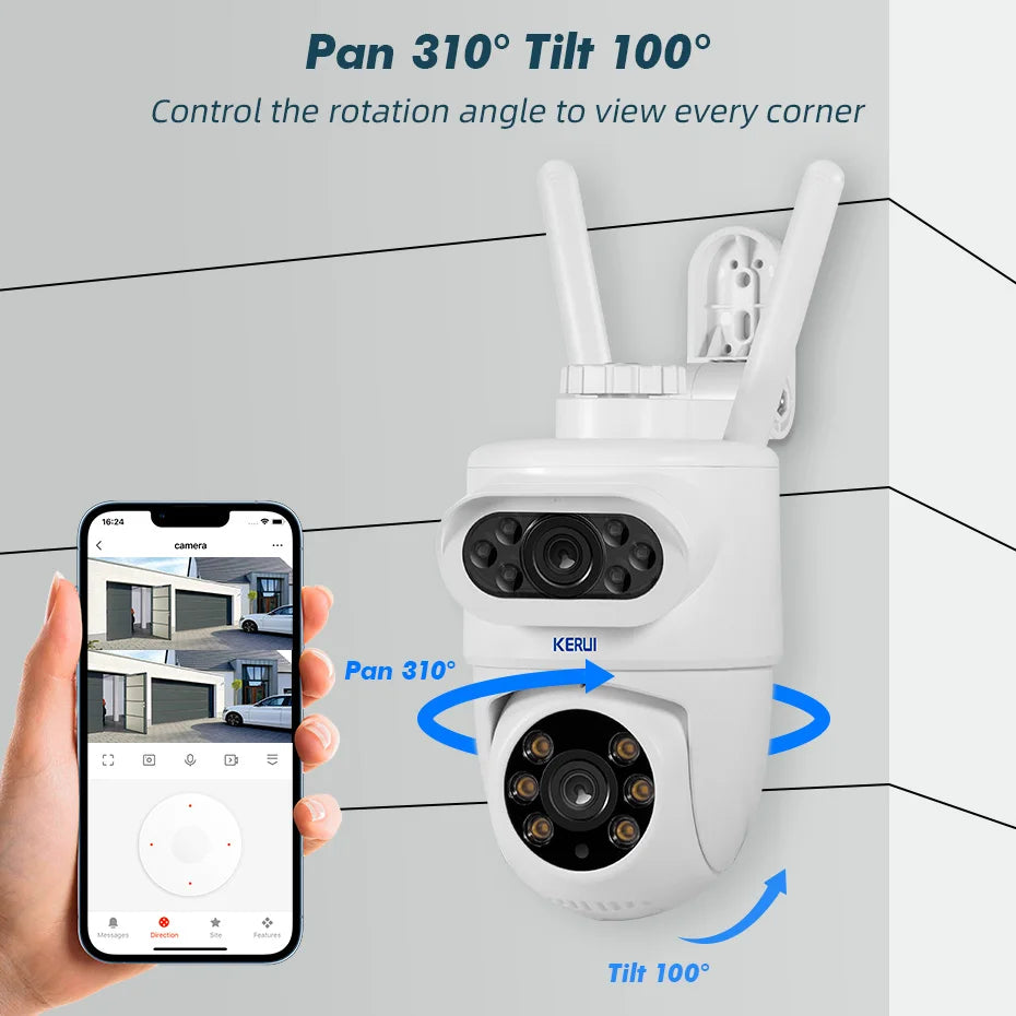 Caméra de surveillance double objectif avec suivie