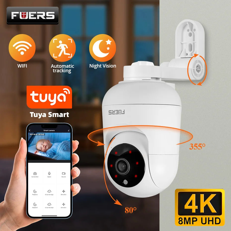 Camera 4K 8Mp avec suivie , Zoom et Vision Nocturne