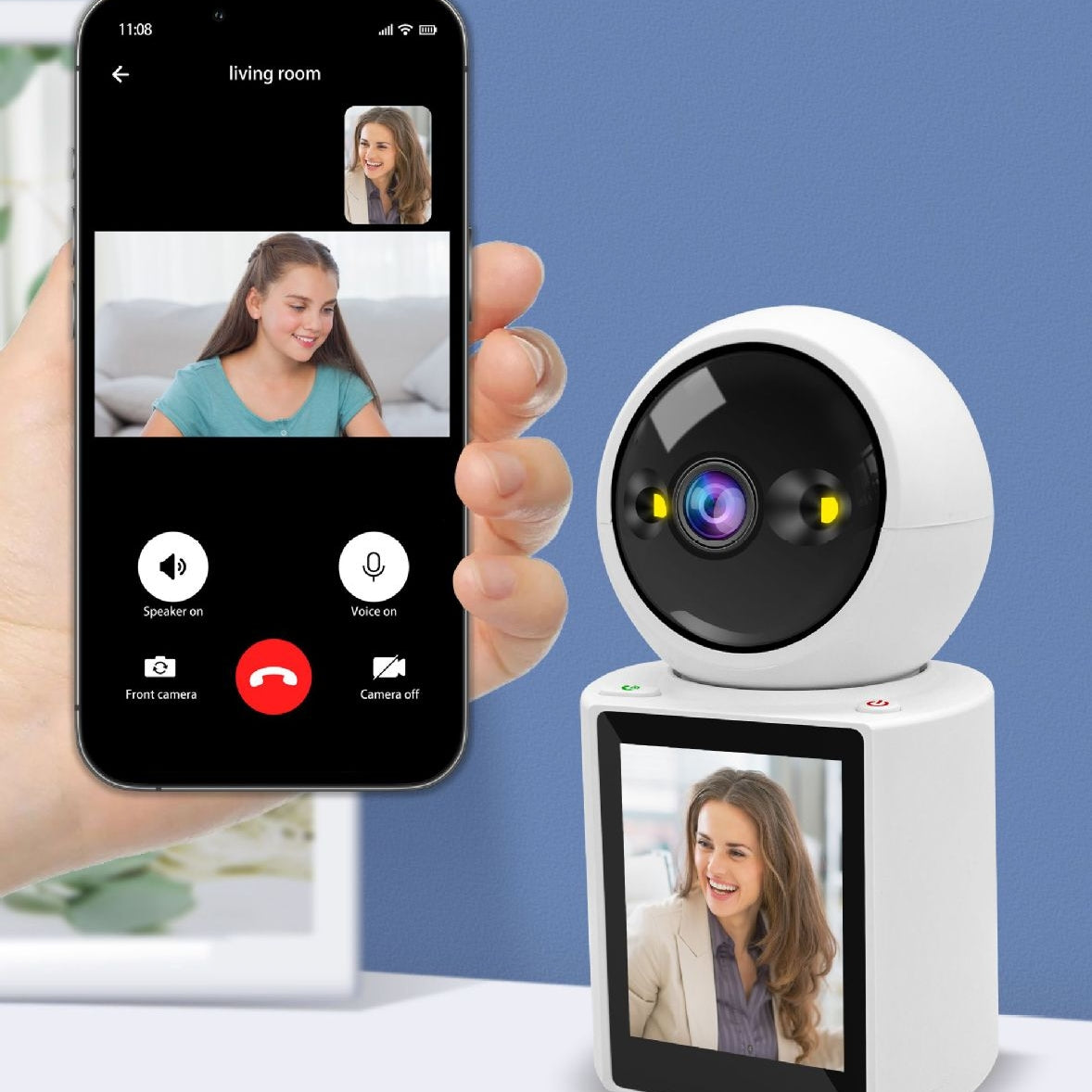 Caméra à double écran : appel en un clic