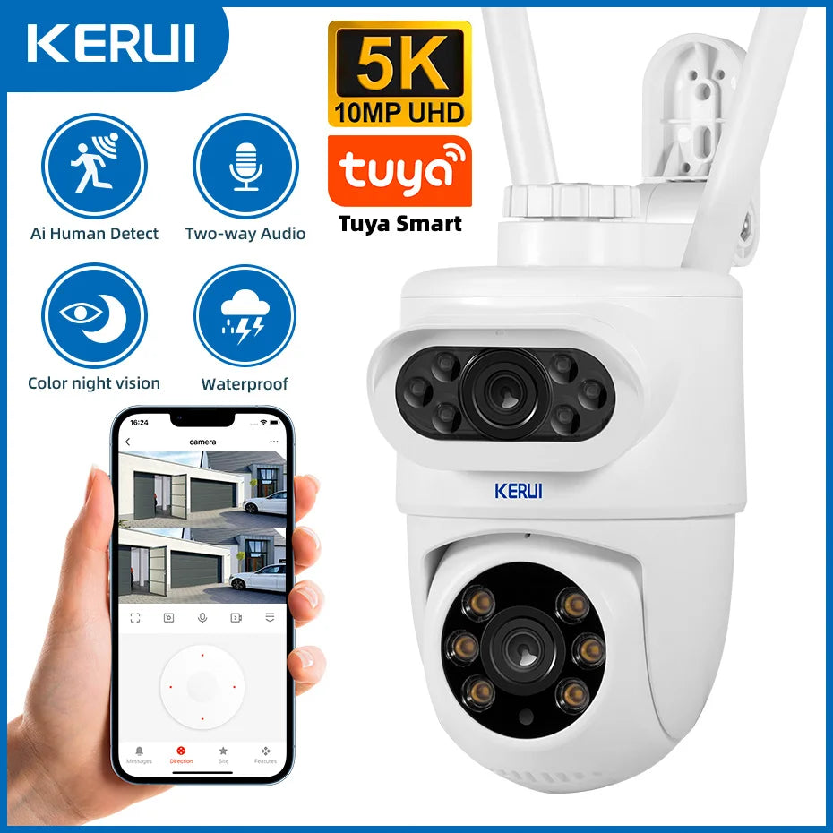 Caméra de surveillance double objectif avec suivie
